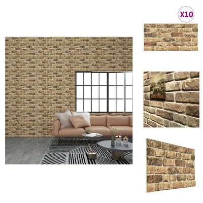 Produktbild von vidaXL 3D-Wandpaneele 10 Stk. Dunkelsand Backstein-Optik EPS -  Wandverkleidung