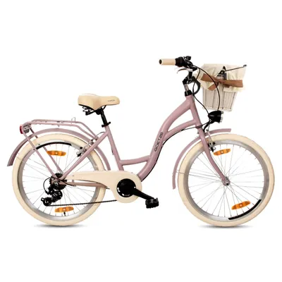 Produktbild von Goetze Mood 24 Zoll Mädchenfahrrad, 6-Gang, V-Bremse, LED, Korb mit Bezug