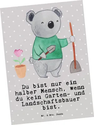 Produktbild von Mr. & Mrs. Panda Postkarte Garten- und Landschaftsbauer Herz - Grau Pastell - Geschenk, Grußkarte, Witzig, Ansichtskarten, Ansichtskarte, Postkarten, Gartenbau, Gärtnerei