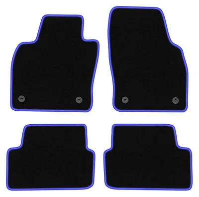 Produktbild von Velours-Fußmatten für Volkswagen Polo VI 2017- (Schrägheck) – 4-tlg, Schwarz/Blau, passgenau – Wielganizator CARLUX