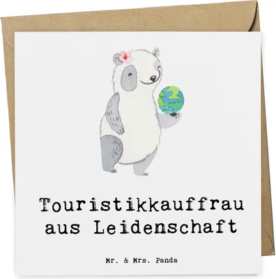 Produktbild von Mr. & Mrs. Panda Grußkarte Touristikkauffrau Leidenschaft - Weiß - Geschenk, Klappkarte, anlasskarte, Glückwunschkarte, doppelkarte, faltkarte