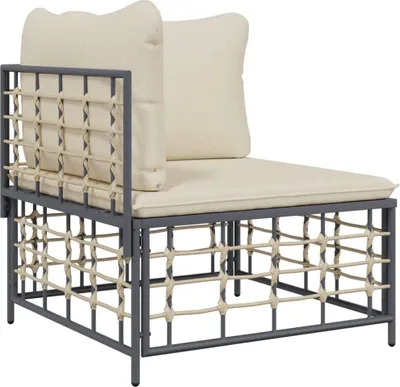 Produktbild von vidaXL Garten-Ecksofa mit Beige Kissen Poly Rattan