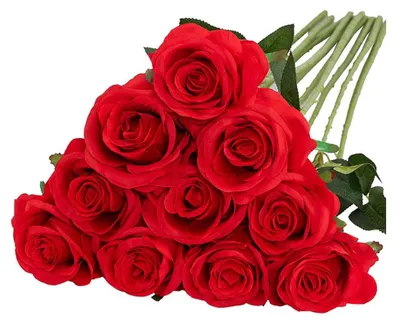 10 künstliche Rosen, realistisch, 52 cm, rot, für Dekoration