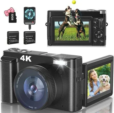 Image de Appareil photo numérique compact 4K avec écran orientable de 3 pouces - Idéal pour le vlogging et les autoportraits