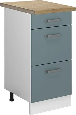 Image de Meuble cuisine Vicco R-Line Bleu-gris 40cm avec tiroirs, PT Chêne, Model 46565