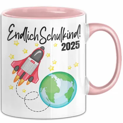 Produktbild von Trendation - Endlich Schulkind 2022 Einschulung Junge Mädchen Geschenk Schultüte Füllung Tasse Schulstart 1. Schultag Schuleinführung Schulanfang Geschenkidee (Rosa)