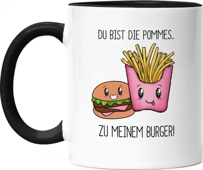 Produktbild von Pommes Zu Meinem Burger Tasse Schwarz Valentinstag Freundin Freund Süß Geschenkidee Paar Liebe Couple Jahrestag