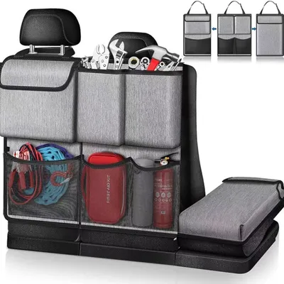 Produktbild von Auto Organizer Rücksitz Kofferraum Hängend Klappbar Aufbewahrung Gepäcktasche, Farbe:Grau