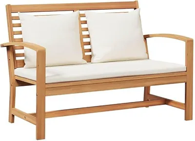 Imagen del producto de Banco de jardín de madera maciza de teca, color marrón, dimensiones: 110 x 66 x 76 cm