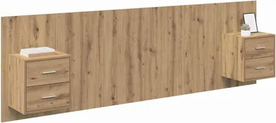Image de vidaXL Tête de lit avec armoire 3 pcs Artisan-Chêne Bois composite