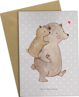 Produktbild von Mr. & Mrs. Panda Beileidskarte Papa Bär - Grau Pastell - Geschenk, weihnachtskarten, einladungskarten, hochzeitskarten, osterkarten, Muttertag, genesungskarte, Vatertag