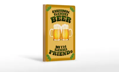Produktbild von Holzschild Alkohol 12x18 cm Drink good beer with friends