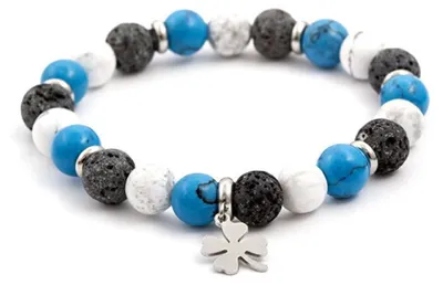 Produktbild von Beaded bracelet made of lava stone and howlite MINK48 / 17