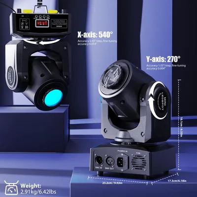 Zdjęcie produktu dla Reflektory LED ruchome – oświetlenie sceniczne DMX – zestaw 2 sztuk – 30 W – RGBW – reflektor z gobo – wtyczka EU