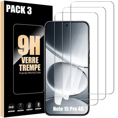 Image de Verre Trempé pour Xiaomi Redmi Note 15 Pro 4G, 3 Protection d'écran 9H Antichoc Anti-Rayures