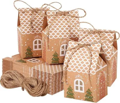 Immagine prodotto di Sacchetti natalizi 10,5x7x5 cm in carta kraft con cordoncino