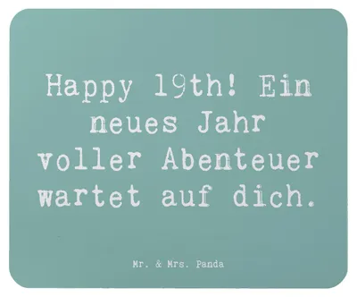 Produktbild von Mr. & Mrs. Panda Mauspad Spruch 19. Geburtstag Abenteuer - Meeresbrise - Geschenk, Geburtstagsgeschenke, Erwachsensein, Happy Birthday, pc mousepad, Mouse Pad, 19th