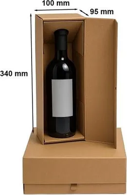 Zdjęcie produktu dla Pudełko na 1 wino KRAFT z magnesem 340x100x95mm (zewn.)