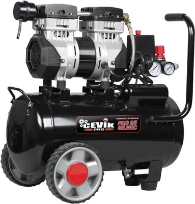 Image de Compresseur d'air de 25 litres - 1,5 CV - 8 bars - Pompe à air silencieuse - Sans huile