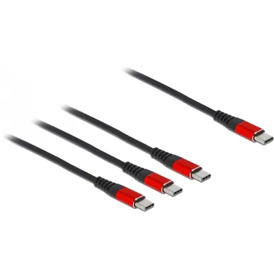 Produktbild von Delock USB Ladekabel 3 in 1 USB Type-C zu 3 x USB Type-C 1 m