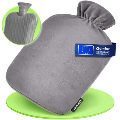 Produktbild von Wärmflasche Wärmekissen Wärmeflasche - 1,8 Liter - Grauer Fleece-Bezug - Plüsch-Optik