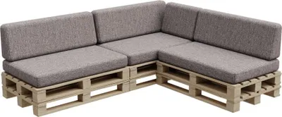 Image de Coussin pour palettes, Coussin de jardin, PFBG (3X Set (120x80 + 120x35), Gris)