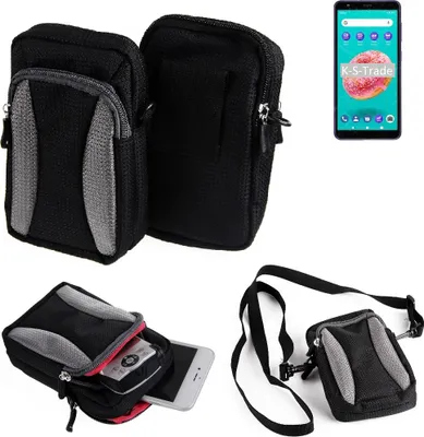 Produktbild von K-S-Trade Holster Schutz Hülle kompatibel mit ZTE Blade A3Y Handy Hülle Gürteltasche Umhängetasche mit Zusatzfach schwarz
