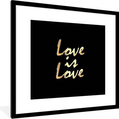 Produktbild von MuchoWow® Gerahmtes Poster Zitat - Liebe - Gold 40x40 cm - Poster mit Schwarzem Bilderrahmen Wandposter Rahmen Foto Bilder - Poster - Plakat im Rahmen