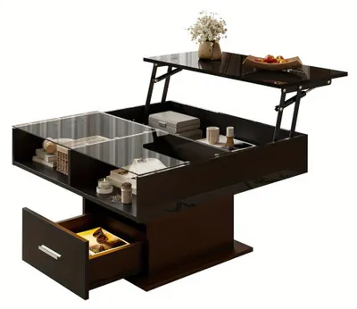 Immagine prodotto di Tavolino da salotto - Tavolino da caffè - Tavolino ausiliario - Tavolino per il soggiorno - Tavolo - Regolabile, con piano sollevabile - Ampio spazio di stoccaggio