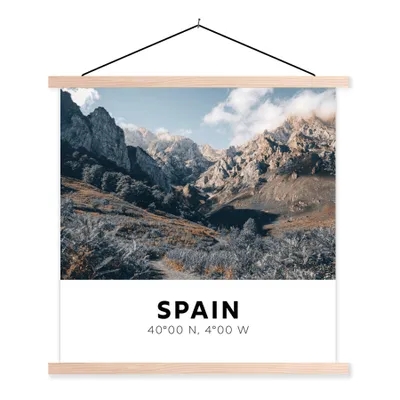 Produktbild von MuchoWow® Textilposter Spanien - Berge - Wolken 60x60 cm mit holzfarbenen Rahmen - Wanddekoration