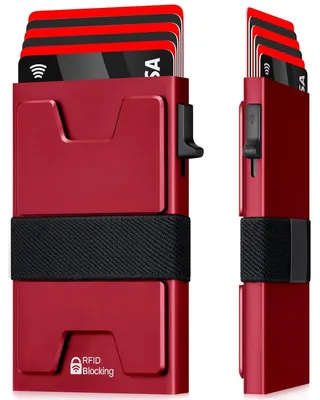 Immagine prodotto di Portafoglio sottile da uomo - Portacarte RFID - Rosso - 12 carte