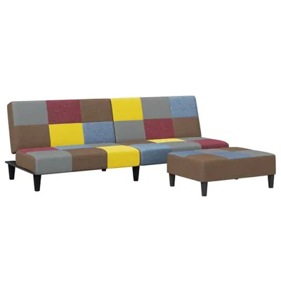 Produktbild von Schlafsofa 2-Sitzer mit Fußhocker Patchwork Stoff