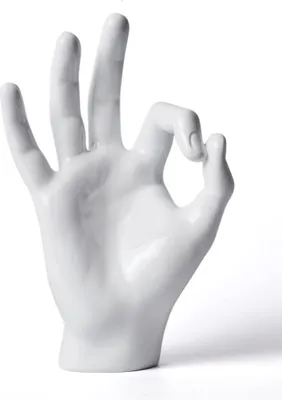 Produktbild von Moderne Handskulptur NENBOLEC aus Polyresin, weiße Dekoration, 28 cm hoch