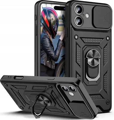 Obrázok produktu pre Ochranné puzdro pre iPhone 16 PANCERNE SLIDE RING POSILNENÉ + OCHRANNÉ SKLO 9H