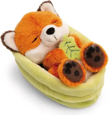 Produktbild von nici Kuscheltier Fuchs mit Blatt im grünen Körbchen NICI GREEN orange