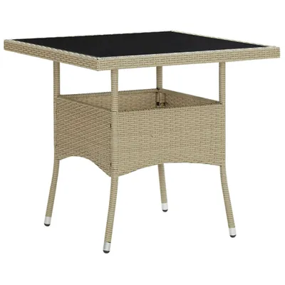 Immagine prodotto di vidaXL Tavolo da pranzo da giardino Beige in Poly Rattan e vetro