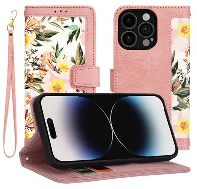 Produktbild von Techsuit FlipCraft Book Wallet Klapphülle mit Kabel für Apple iPhone 14 Pro - Sweetheart Pink