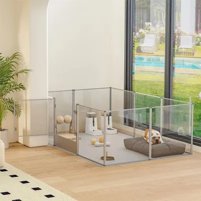 Immagine prodotto di Gabbia per cani in acrilico - Kennel per cani - Box per cani - Gabbia trasparente per cani - Cuccia per cuccioli - e recinto giochi - 180x120x61 cm