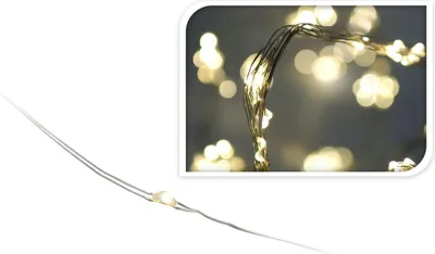 Obrázek produktu pro LED Deco vnitřní světelný řetěz Drát 20 kapek Vánoce na baterie 95 cm