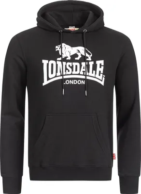 A black Lonsdale hoodie with the brand logo on the front.