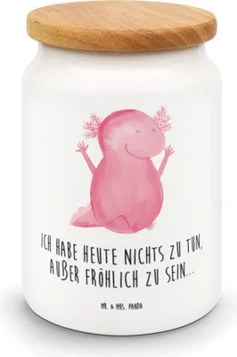 Produktbild von Mr. & Mrs. Panda Kaffeedose Axolotl Hurra - Weiß - Geschenk, Freude, Motivation, Schwanzlurch, Vorratsbehälter, Aufbewahrungsdose, behälter, Vorratsdose, Dose, Keksdose