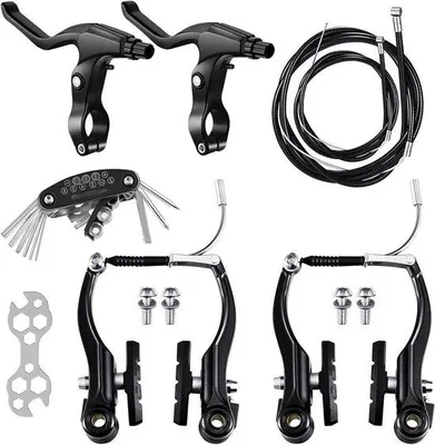 Produktbild von Bremshebel-Set mit Bremskabeln und Griffe schwarz für Mountainbikes