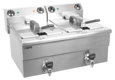 Produktbild von Doppelfritteuse 2x10 Liter Edelstahl - mit Ablasshahn, 6,5kW