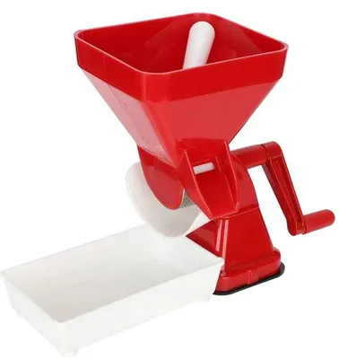 Image de Presse à tomates en acier inoxydable, fabriquée à la main.
Moulin manuel.
Facile à nettoyer.
Rendement élevé en jus de fruits.
Appareil en plastique PP durable