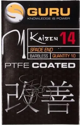 Produktbild von Guru Kaizen Angelhaken Größe 10 mit weitem Hakenbogen und großem Plättchen für größere Fische, 10 Stück