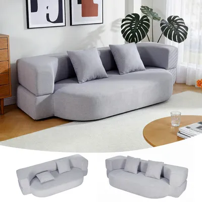Produktbild von OYAJIA  Schlafsofa Klappbares Knochenloses Schlafsofa mit 2 Kissen,193x81x49CM , Bodensofa Bed mit Pillow Back Support Armrest - Schlafsofa Klappbar