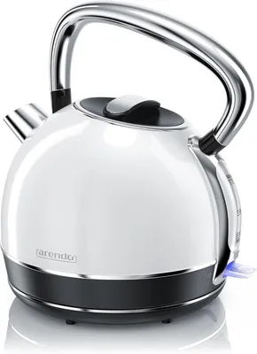 Produktbild von Edelstahl Wasserkocher im Retro Vintage Style – 1,7 L – 2200 W – kabellos – Kalkfilter – automatische Abschaltung – Cool-Touch-Griff – weiß–