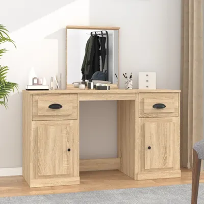 Produktbild von The Living Store Schminktisch mit Spiegel Sonoma-Eiche 130x50x132,5 cm