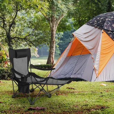 Produktbild von Campingstuhl klappbar&faltbar, Angelstuhl Faltstuhl mit Rückenlehne verstellbar Farbe: schwarz