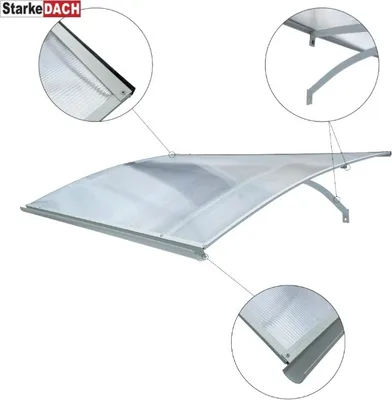 Immagine prodotto di Tettuccio in alluminio STARKEDACH L-160, grigio chiaro, 160x100x25cm; con rivestimento in policarbonato da 6mm